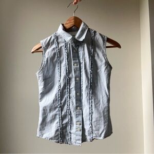 Lulu Blue and White Gingham Sleeveless Button up top